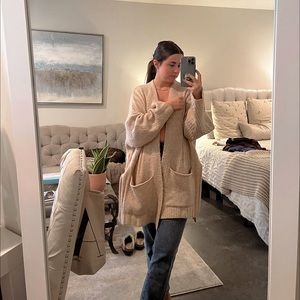 Topshop tan long cardigan